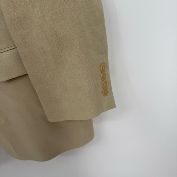 Calvin Klein Blazer Mens Size 44L Tan Beige 2 Button Sport Jacket 100% Linen - Picture 6 of 12